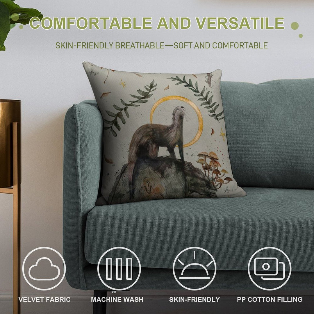 Otter And Her Treasures Soft Home Decor Throw Pillow