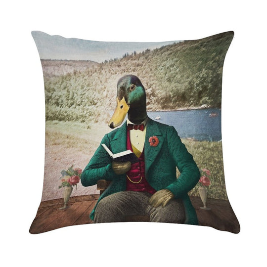 Monsieur Mallard Reading An Improving Book Soft Washable Throw Pillow