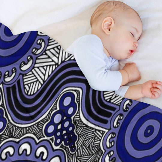 Authentic Aboriginal Art - Gathering Machine-washable Throw Blanket