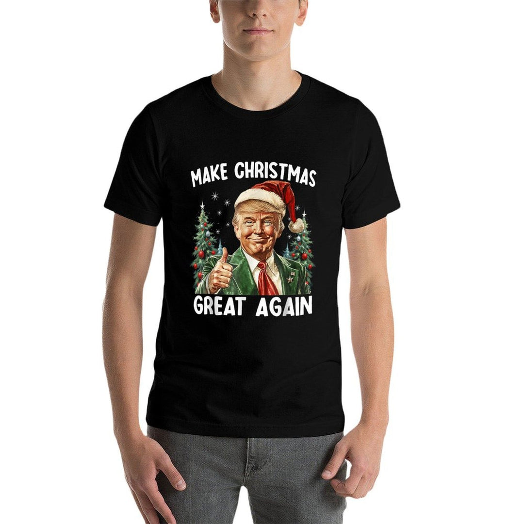 Make Christmas Great Again Funny Santa Trump 2025 Men Xmas  Polyester Blend T-Shirt