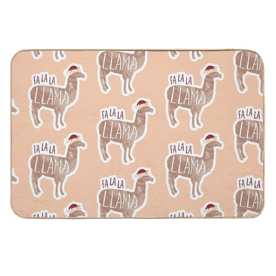 Fa La La Llama - Funny Llama Christmas Pun Sticker  Slip-Resistant Bath Mat