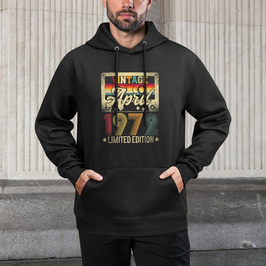 Vintage April 1972 53rd Birthday 53 Years Old Funny Retro Cotton-Polyester Blend Hoodie