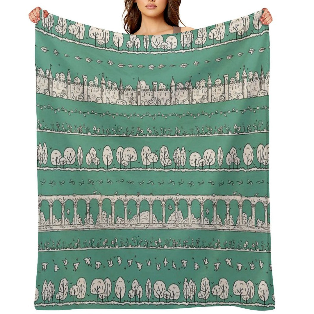 Castles And Colonnades — Turquoise Eco-conscious Throw Blanket