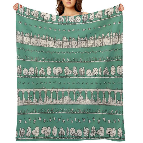 Castles And Colonnades — Turquoise Eco-conscious Throw Blanket