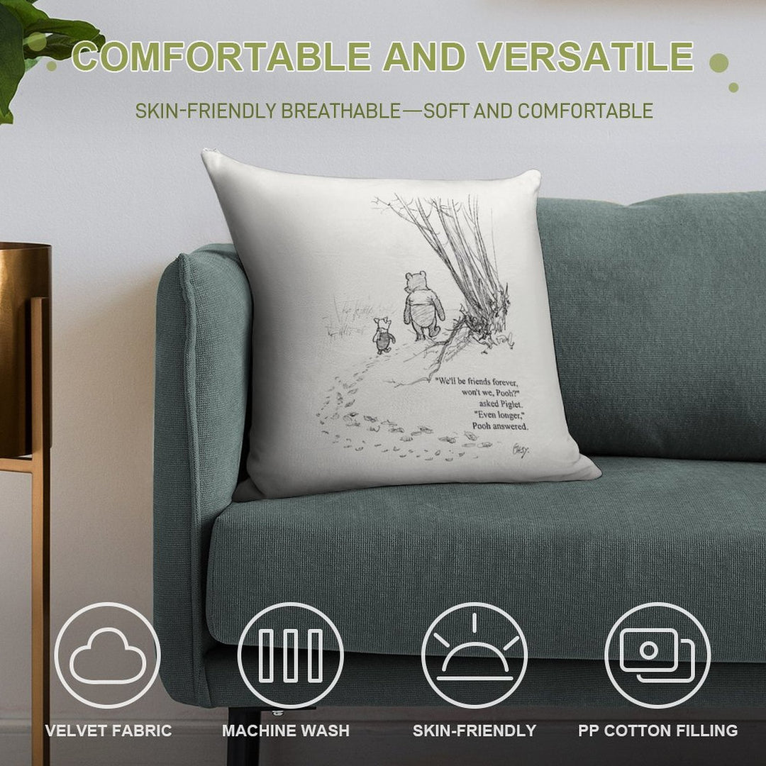 Winnie The Pooh & Piglet Friends Forever Soft Washable Throw Pillow