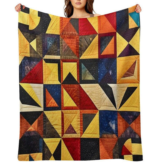 Block Quilt Pattern Gift-ready Throw Blanket