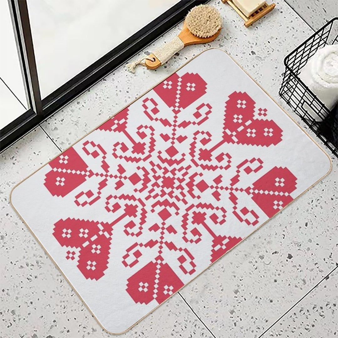 Heart Blossom Traditional German Cross Stitch  Toxin-Free Bath Mat