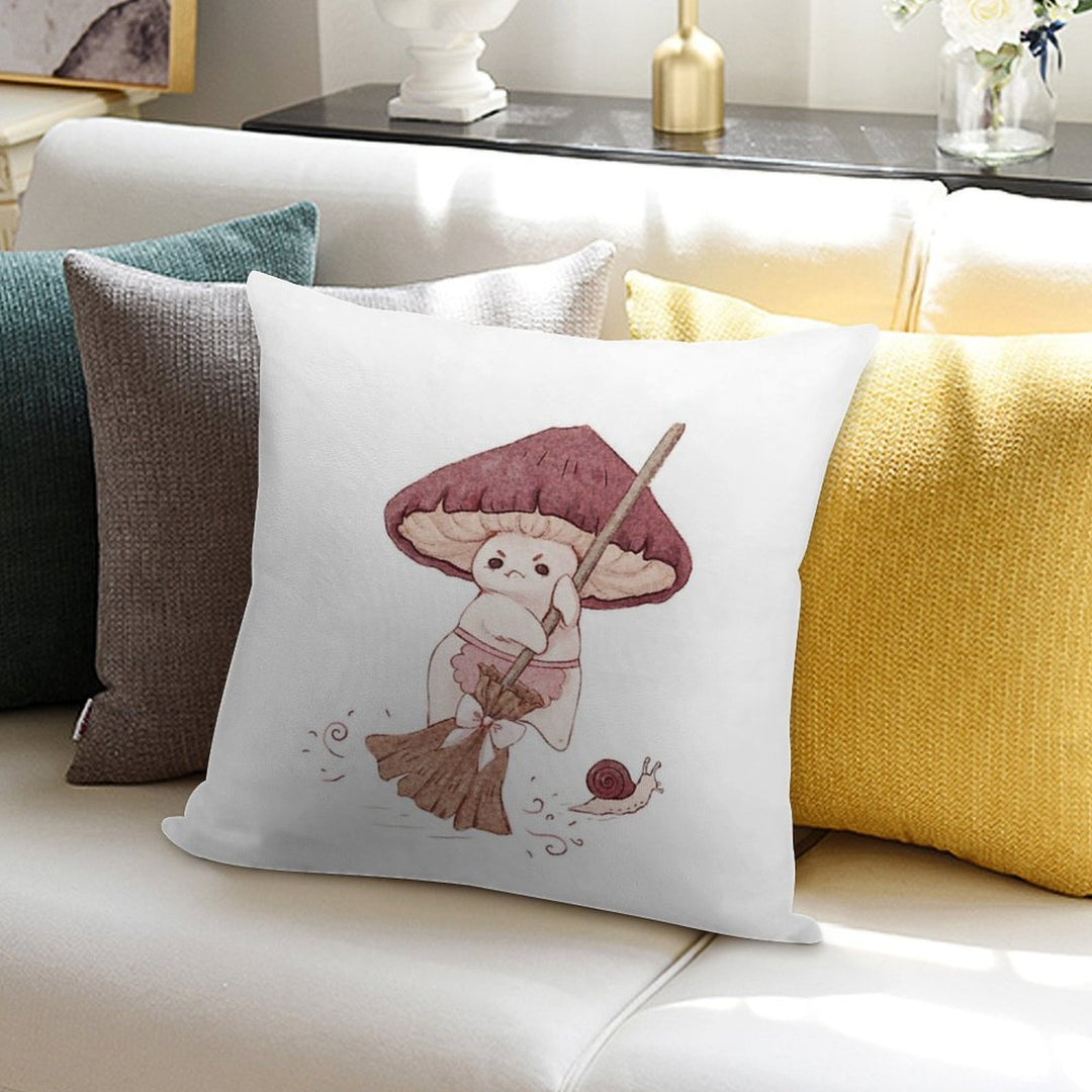 Angy Mushroom Does Not Like to Clean Soft Warmth Comfort Throw Pillow