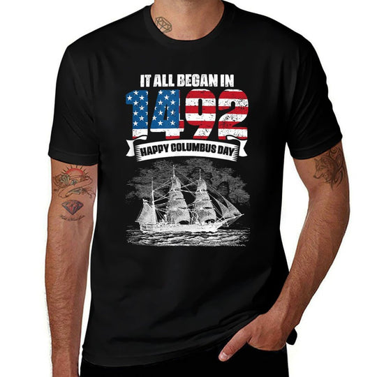 All Began In 1492 American Italian Christopher Columbus Day  Stretchy T-Shirt