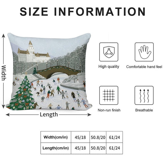 Ice Skating Pond Soft High-Density Material Throw Pillow