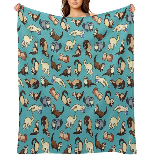 Cat Snakes in Blue Sustainable Throw Blanket
