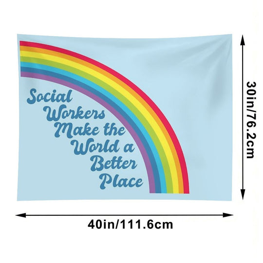 Social Work Rainbow Quote Tapestry