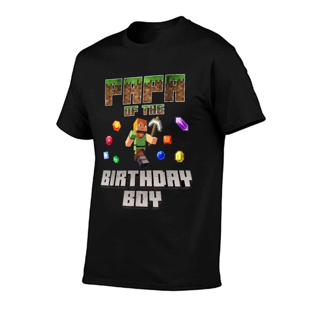 Papa Of The Birthday Boy Video Gamer Pixel Number  Oversized Silhouette T-Shirt