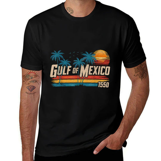 Gulf of Mexico Forever Retro Vintage Beach Mens Women  High-quality Stitching T-Shirt