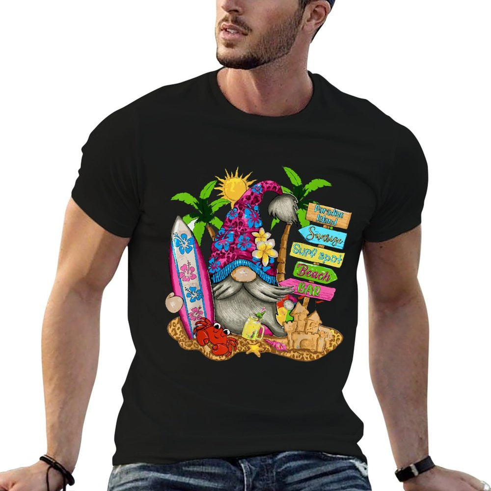Summer Vibes Gnomes Beach Cute Party Hello Gnome Summer  Graphic-printed T-Shirt
