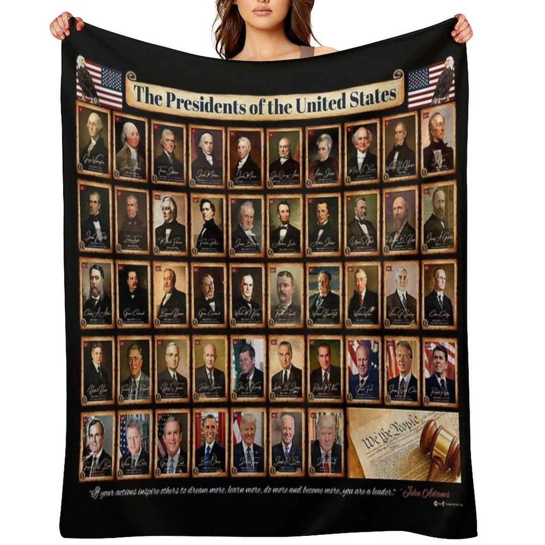 47 Presidents of The United States of America Featuring Donald Trump Black Background Travel-friendly Throw Blanket