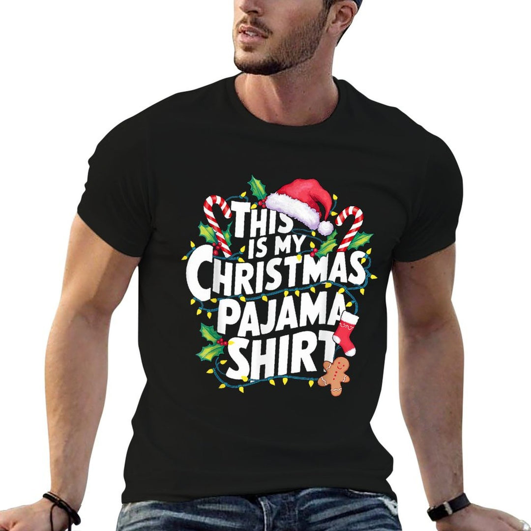 This Is My Christmas Pajama Santa Hat Matching Family Xmas  Quick-drying T-Shirt