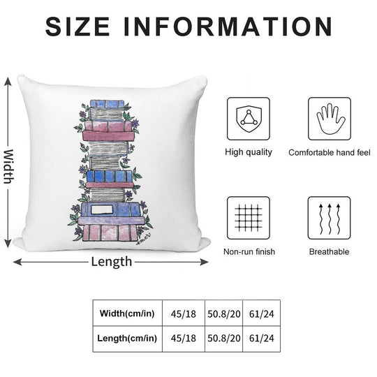 Flowery Books Soft Home Decor Throw Pillow