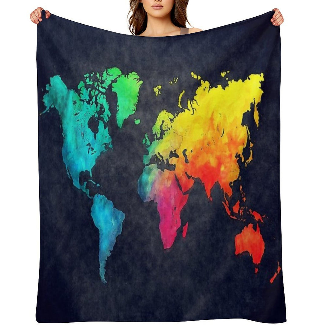 World Map Watercolor 6 #map #worldmap Durable Throw Blanket