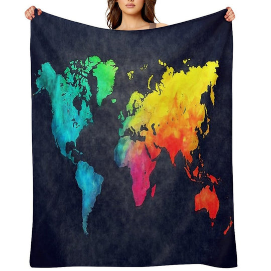 World Map Watercolor 6 #map #worldmap Durable Throw Blanket