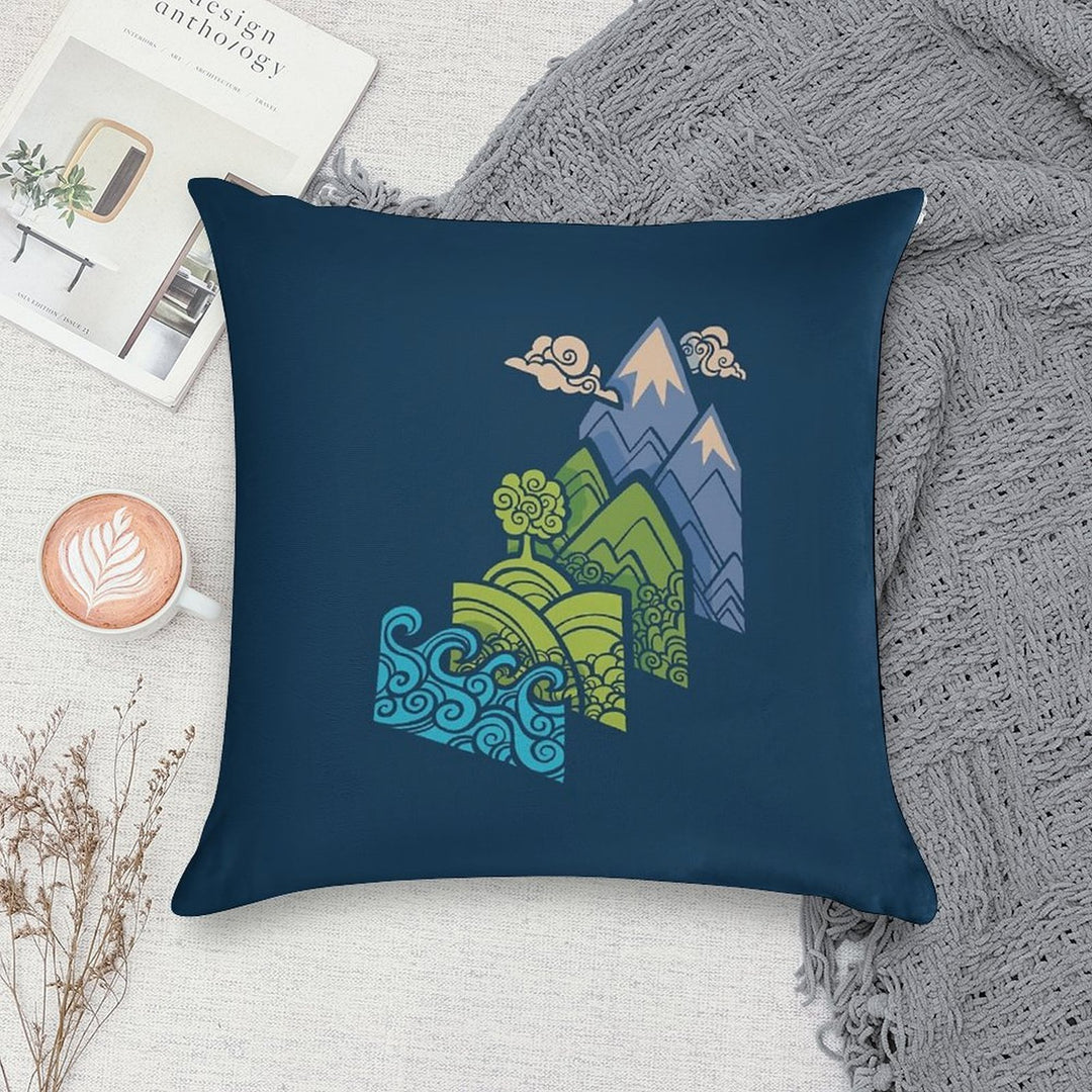 How to Build A Landscape  Blue Soft Shrink-Resistant Throw Pillow