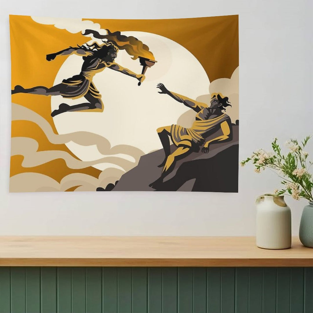Prometheus Stealing Fire Greek Mythology Tapestry