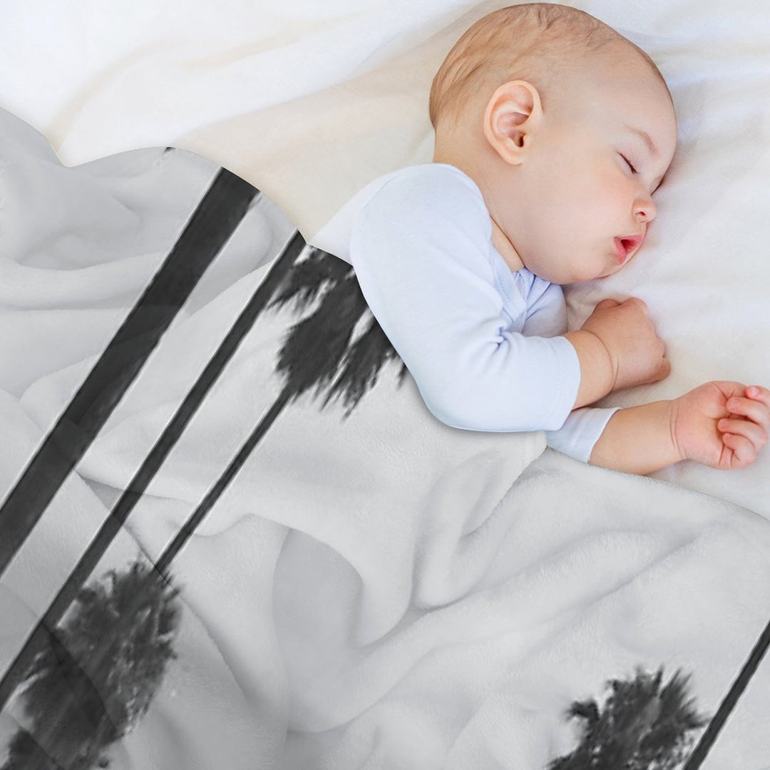 Vintage Black & White California Palm Trees Photo Machine-washable Throw Blanket