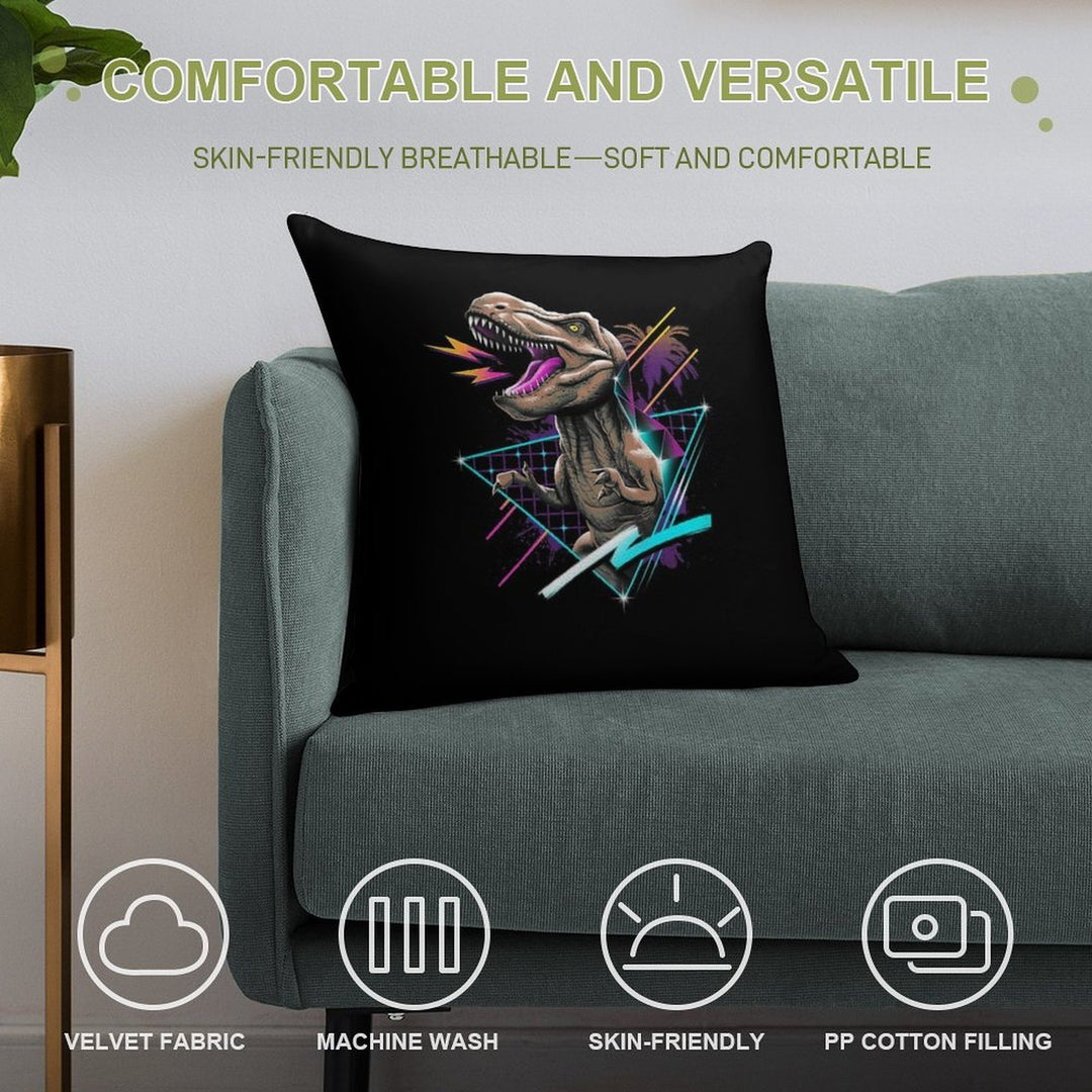 Rad T-Rex Soft Short Plush Fabric Throw Pillow
