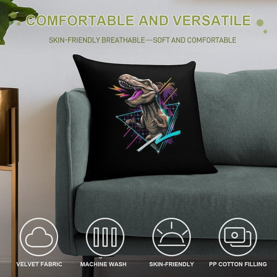 Rad T-Rex Soft Short Plush Fabric Throw Pillow