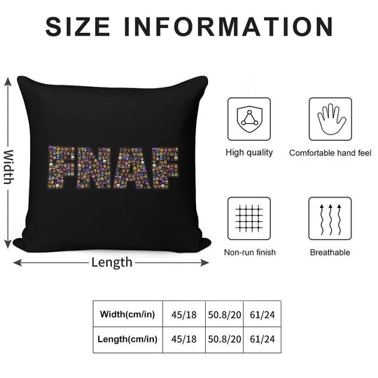 Five Nights at Freddy's - Pixel Art - FNAF Typography Black BG Soft Gift Ready Throw Pillow