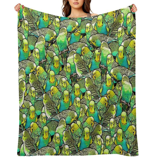 Budgie Pattern Travel-friendly Throw Blanket