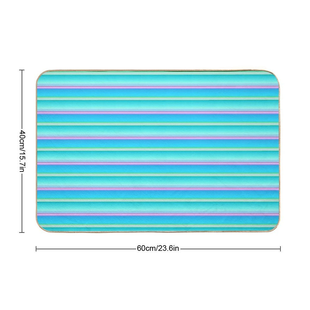 Blue Color Horizontal Striped  Ocean Color Horizontal Striped  Long-Lasting Bath Mat