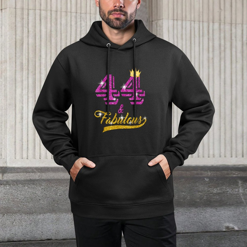 44 And Fabulous 44 Yrs Old B-day 44th Birthday Gift Moisture-Wicking Hoodie