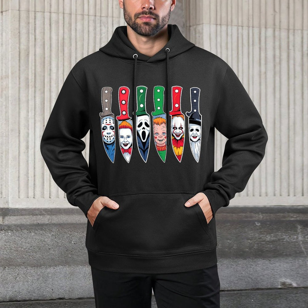 Halloween Horror Movie Characters in Knives Scary Halloween Layering Staple Hoodie