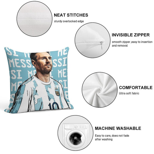 Lionel Messi Soft Luxury Feel Throw Pillow