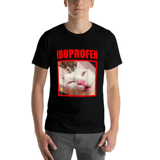 Ibuprofen Cat Meme Men Women Kids  Wrinkle-resistant T-Shirt