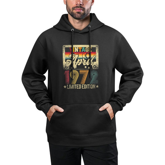 Vintage April 1972 53rd Birthday 53 Years Old Funny Retro Cotton-Polyester Blend Hoodie