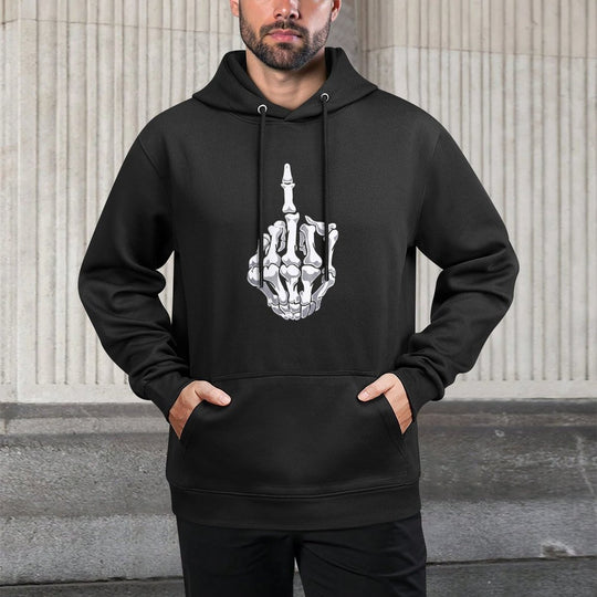 Funny Halloween Middle Finger Skeleton Hand Skull Adult Gift Relaxed Fit Hoodie