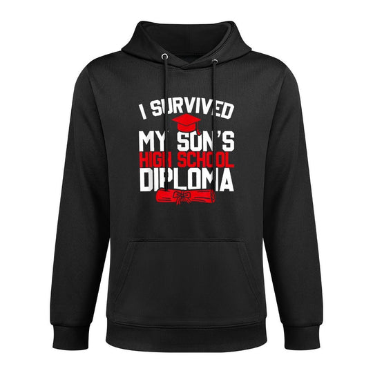 I Survived My Son&#39;s High School Diploma, Funny Graduation Medium-Weight Fabric Hoodie