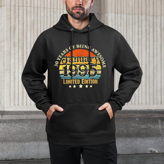30 Years Old Vintage January 1995 30th Birthday Gifts Versatile Streetwear Hoodie