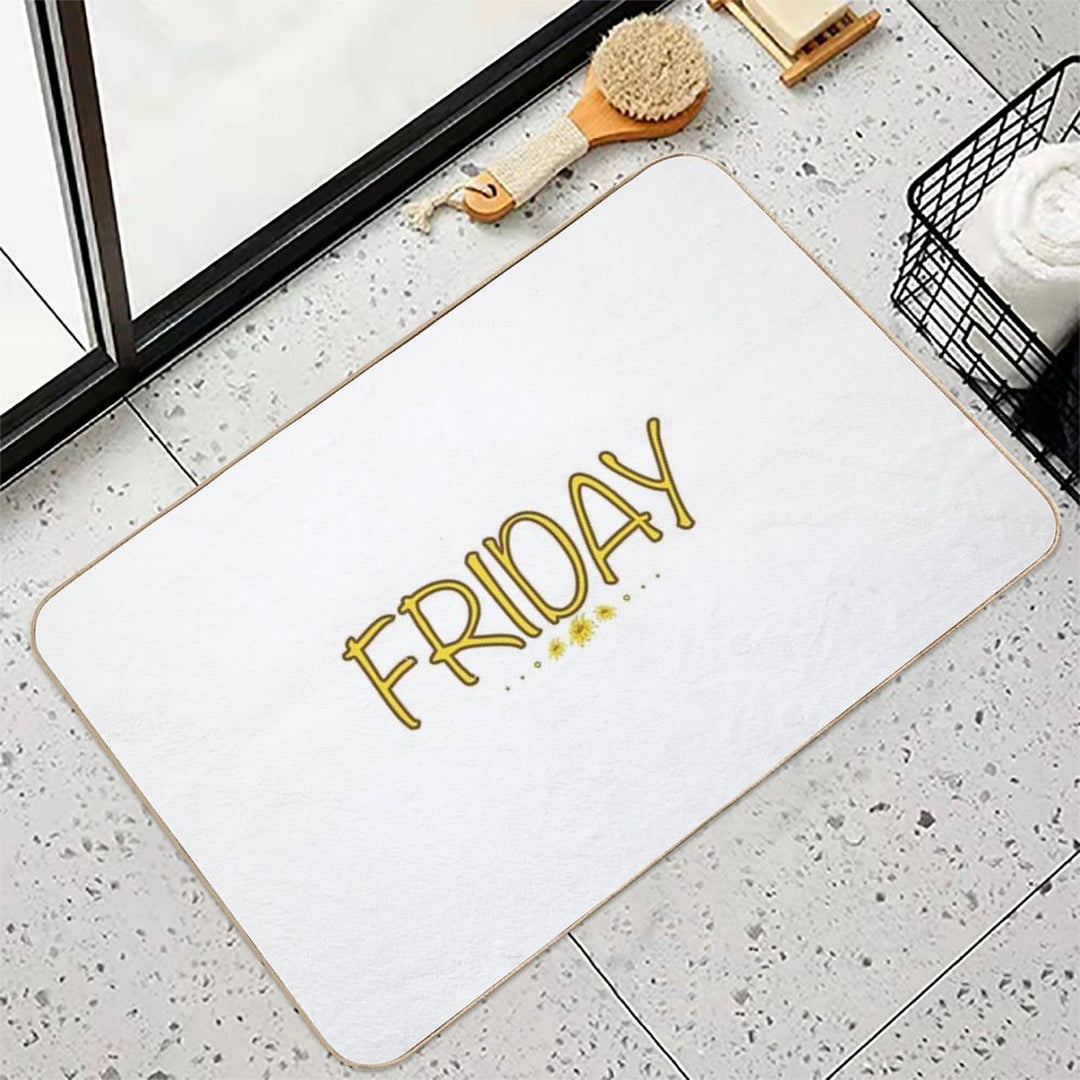 Friday Weekday Yellow Flower  Easy Maintenance Bath Mat