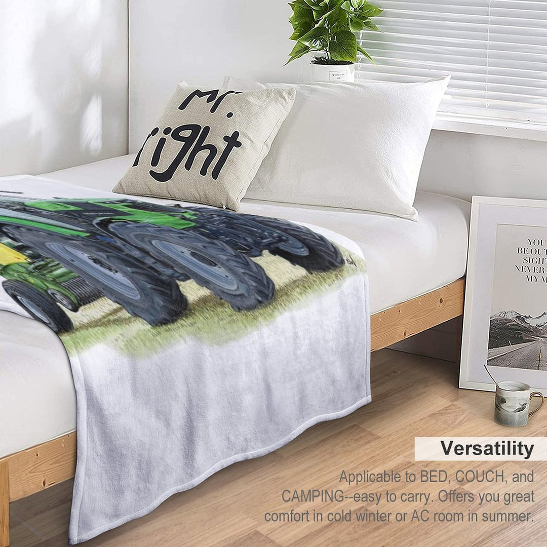 Green Tractor Painting Velvety-soft Throw Blanket