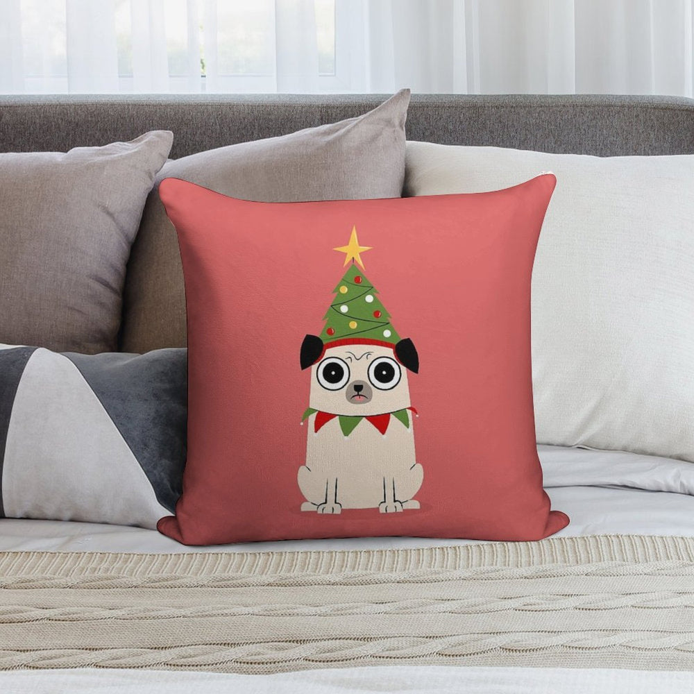 It's Christmas for Pug's Sake Soft High-Density Material Throw Pillow