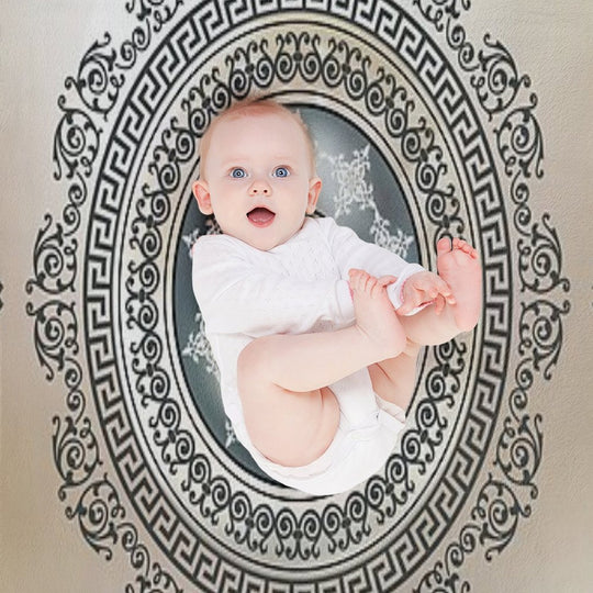 Ornate Greek Key Meander Green And Cream Medallion Machine-washable Throw Blanket