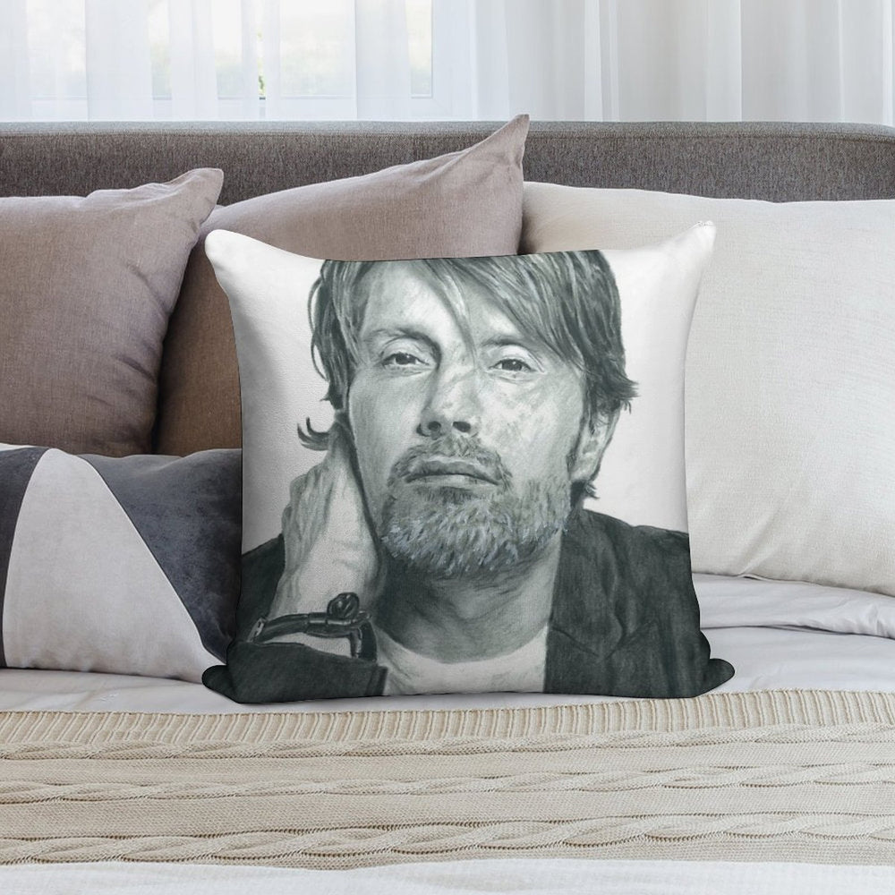 Mads Mikkelsen 2 Soft Shrink-Resistant Throw Pillow