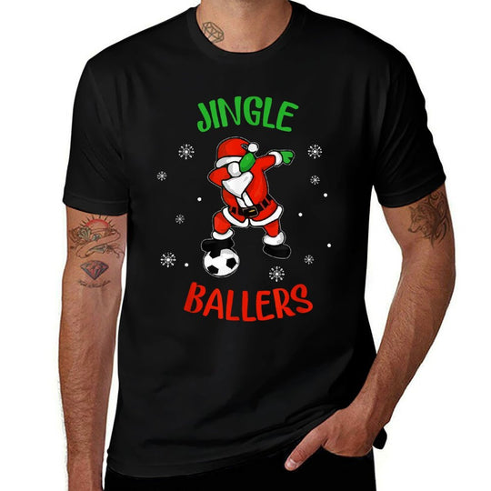 Jingle Ballers Tshirt Christmas Soccer Santa Football  Heathered Texture T-Shirt