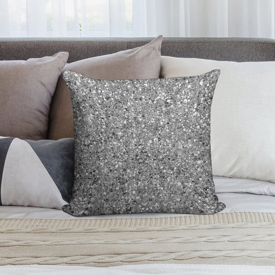 Glitters And Glitz Silver Soft Home Decor Throw Pillow