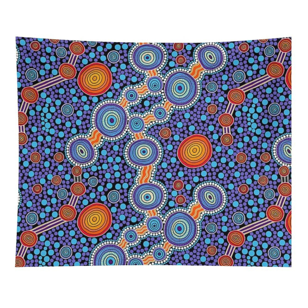 Authentic Aboriginal Art - The Journey Blue Tapestry