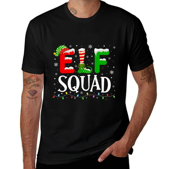 Xmas Elf Squad Family Matching Group Christmas  Fade-proof Color T-Shirt
