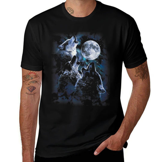 Wolf Howling At The Moon Wildlife Wolves Lovers Men  Vintage-inspired T-Shirt